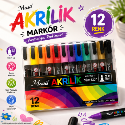 Masis 12 AKRİLİK MARKÖRÜ AKM925-12 FotokoPink
