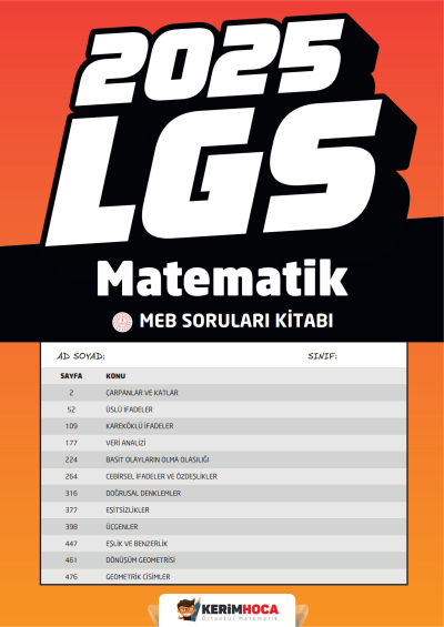 2025 LGS Matematik Meb Soruları Kitabı Kerim Hoca FotokoPink