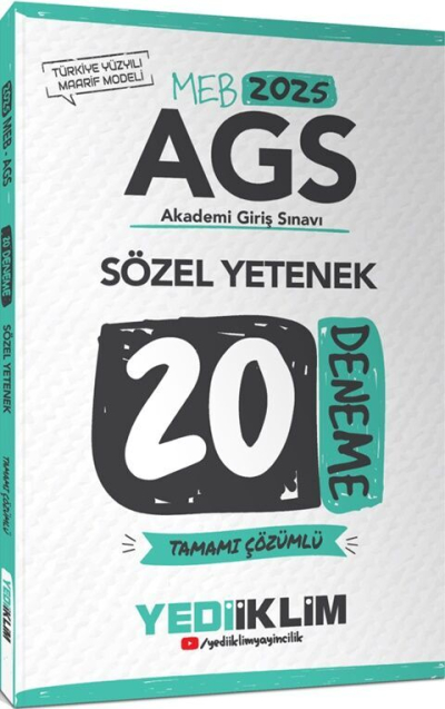 2025 MEB AGS Sözel Yetenek Tamamı Çözümlü 20 Deneme Yediiklim Yayınları FotokoPink