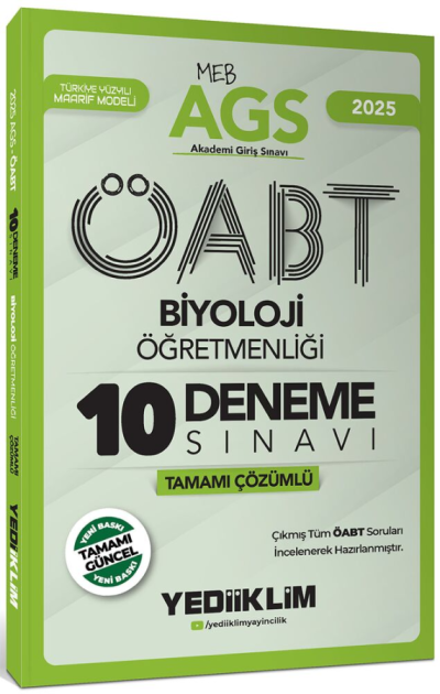 2025 MEB AGS ÖABT Biyoloji Öğretmenliği Tamamı Çözümlü 10 Deneme Sınavı Yediiklim Yayınları FotokoPink