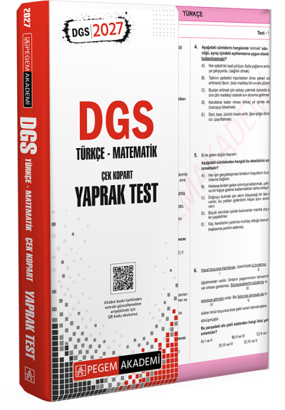 2027 DGS Türkçe Matematik Yaprak Test Pegem Akademi FotokoPink