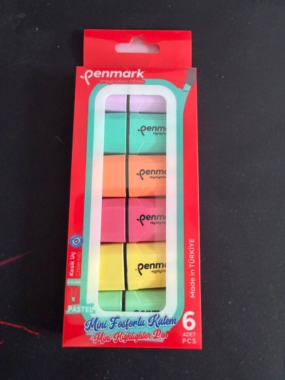 MİNİ FOSFORLU KALEM 6 LI PASTEL PENMARK FotokoPink