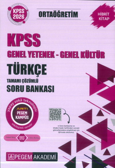 Ortaöğretim KPSS Türkçe Tamamı Çözümlü Soru Bankası Pegem Akademi FotokoPink