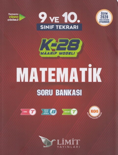 2028 TYT 9. ve 10. Sınıf Tekrarı Matematik K-28 Maarif Model Soru Bankası Limit Yayınları FotokoPink