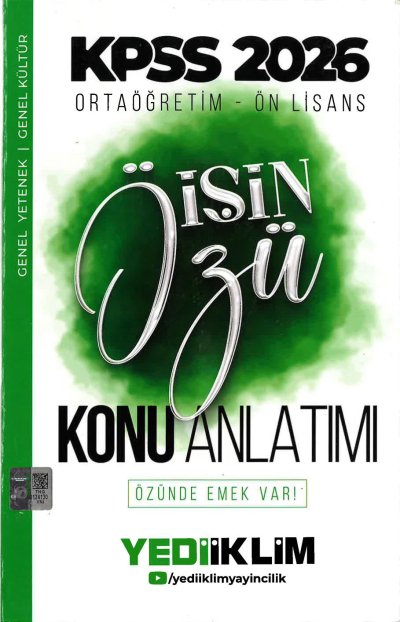 2026 Kpss Ortaöğretim-Önlisans İşin Özü Tek Kitap Tamamı Renkli Konu Anlatımı Yediiklim Yayınları