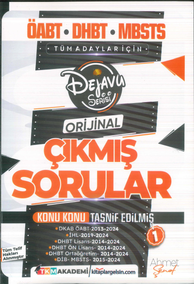 2025 ÖABT DHBT MBSTS Din Kültürü ve Ahlak Bilgisi Dejavu Orijinal Çıkmış Sorular Seti 1. Kitap TKM Akademi FotokoPink