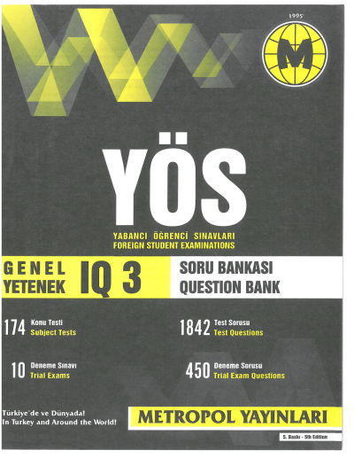 YÖS Genel Yetenek (IQ) Tüm Konular Soru Bankası Metropol Yayınları FotokoPink