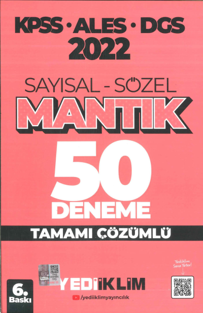 KPSS ALES DGS SAYISAL-SÖZEL MANTIK 50 DENEME TAMAMI ÇÖZÜMLÜ FotokoPink