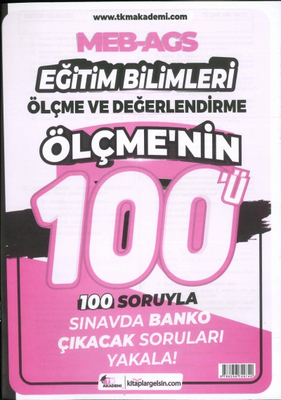 MEB-AGS Eğitim Bilimleri Ölçme ve Değerlendirme Ölçmenin 100ü Soru Bankası TKM Akademi FotokoPink