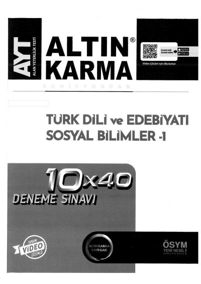 AYT Türk Dili ve Edebiyatı Sosyal Bilimler 1 10x40 Deneme Sınavı FotokoPink