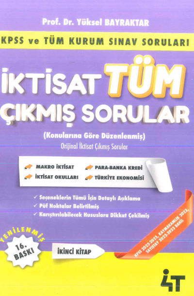 İktisat Tüm Çıkmış Sorular 2. Kitap 4T Yayınevi Yüksel Bayraktar FotokoPink