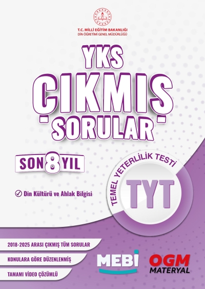 YKS Çıkmış Sorular TYT Din Kültürü ve Ahlak Bilgisi Son 8 Yıl (2018-205) MEB OGM FotokoPink