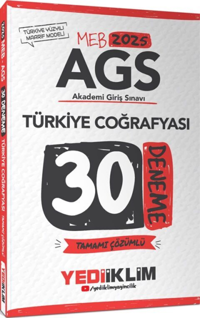 2025 MEB AGS Türkiye Coğrafyası Tamamı Çözümlü 30 Deneme Yediiklim Yayınları FotokoPink