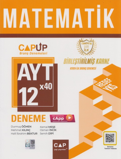 AYT Matematik Birleştirilmiş Karne 12x40 UP Deneme Video Çözümlü Çap Yayınları FotokoPink