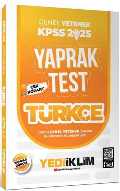 2025 KPSS Türkçe Yaprak Test Yediiklim Yayınları FotokoPink