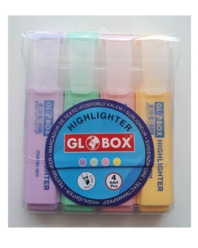 Globox Fosforlu Kalem Pastel Renk 4.lü FotokoPink