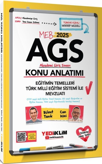2025 MEB AGS Eğitimin Temelleri Türk Milli Eğitim Sistemi ile Mevzuatı Konu Anlatımı Yediiklim Yayınları