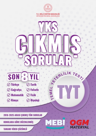 YKS Çıkmış Sorular TYT (Tüm Dersler) Son 8 Yıl (2018-205) MEB OGM FotokoPink