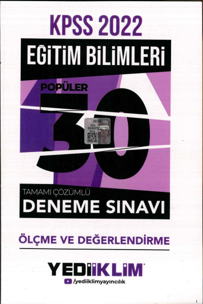 ÖLÇME VE DEĞERLENDİRME POPÜLER 30 DENEME SINAVI TAMAMI ÇÖZÜMLÜ FotokoPink