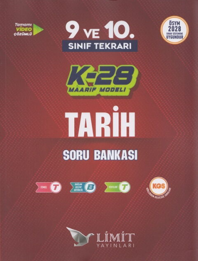 2028 TYT 9. ve 10. Sınıf Tekrarı Tarih K-28 Maarif Model Soru Bankası Limit Yayınları