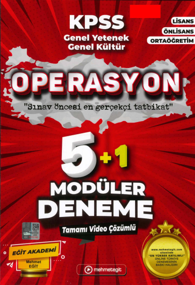 KPSS Genel Kültür Genel Yetenek Operasyon 5 Deneme Video Çözümlü Mehmet Eğit Yayınları