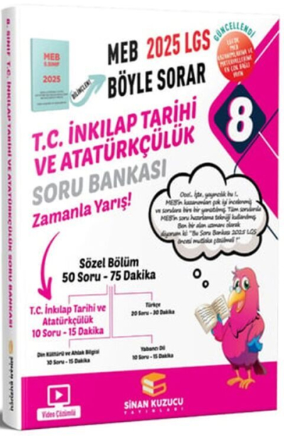 8. Sınıf LGS T.C. İnkılap Tarihi ve Atatürkçülük Soru Bankası Sinan Kuzucu FotokoPink