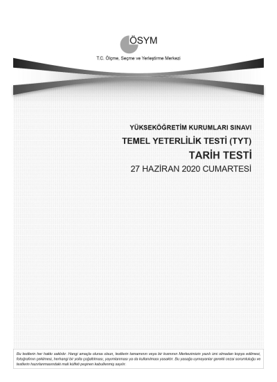 TARİH SON 11 YIL ÇIKMIŞ SORULAR (TYT) (2020 DAHİL) FotokoPink