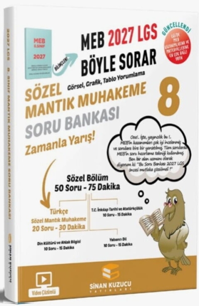 8. Sınıf 2027 Lgs Meb Böyle Sorar Sözel Mantık Muhakeme Soru Bankası Video Çözümlü Sinan Kuzucu Yayınları FotokoPink
