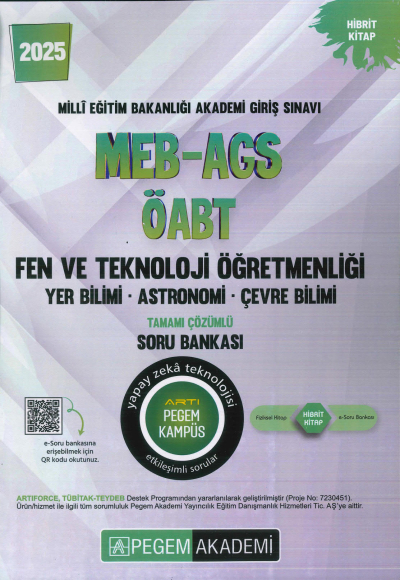 2025 MEB-AGS-ÖABT Fen ve Teknoloji Öğretmenliği Yer Bilimi - Astronomi- Çevre Bilimi Tamamı Çözümlü Soru Bankas Pegem Akademi Yayıncılık FotokoPink