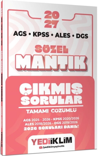 MEB AGS KPSS ALES DGS Sözel Mantık Tamamı Çözümlü Çıkmış Sorular Yediiklim Yayınları FotokoPink