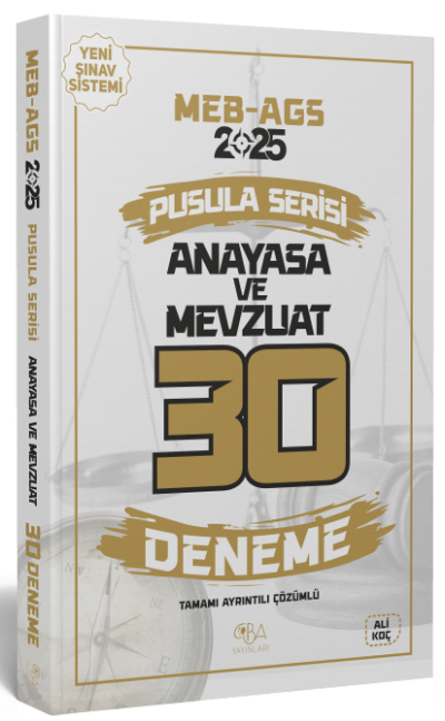 2025 MEB-AGS Anayasa ve Mevzuat 30 Deneme Çözümlü Pusula Serisi CBA Yayınları FotokoPink