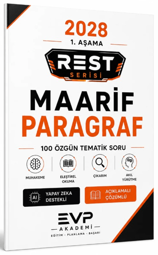 2028 REST Serisi Maarif Model Paragraf Soru Bankası 100 Özgün Tematik Soru Çözümlü EVP Akademi FotokoPink