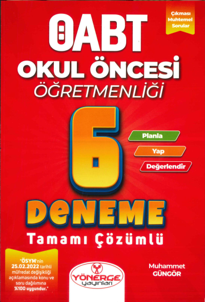ÖABT Okul Öncesi Öğretmenliği 6 Deneme Çözümlü Yönerge Yayınları FotokoPink