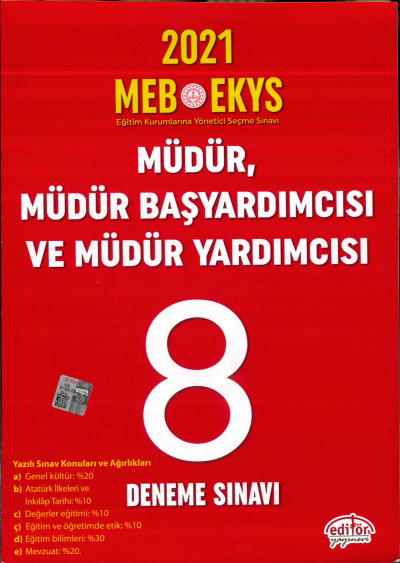 2021 MÜDÜR, MÜDÜR BAŞYARDIMCISI VE MÜDÜR YARDIMCISI SORU BANKASI 8 DENEME SINAVI FotokoPink