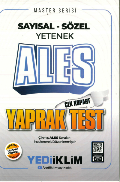 2025 Master Serisi ALES Sayısal-Sözel Yetenek Çek Kopart Yaprak Test Yediiklim Yayınları FotokoPink