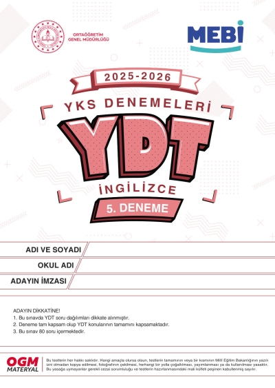 MEBİ YKS Denemeleri YDT 5. Deneme FotokoPink