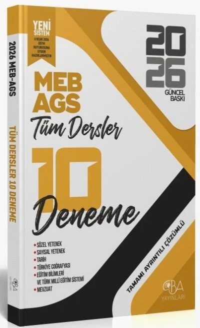 2026 MEB- AGS Tüm Dersler 10 Deneme Çözümlü CBA Yayınları FotokoPink