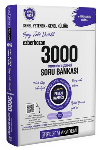 2025 KPSS Genel Yetenek Genel Kültür Ezberbozan 3000 Tamamı Çözümlü Soru Bankası Pegem Akademi FotokoPink