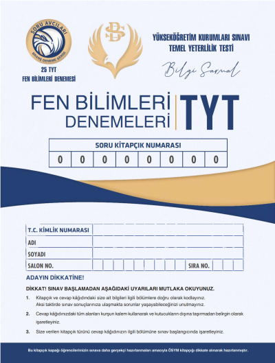 TYT FEN BİLİMLERİ DENEMELERİ 25*20 FotokoPink