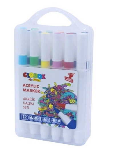 Globox Akrilik Marker Kalem Seti 12 Renk FotokoPink