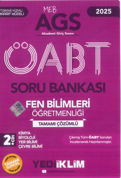 2025 MEB AGS ÖABT Fen Bilimleri Öğretmenliği Tamamı Çözümlü Soru Bankası 2. CİLT ( KİMYA- BİYOLOJİ- YER BİLİMİ - ÇEVRE BİLİMİ) Yediiklim Yayınları FotokoPink