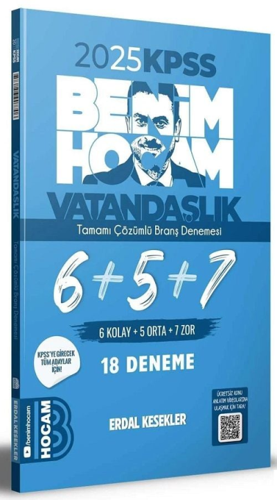 Benim Hocam Yayınları 2025 KPSS Vatandaşlık Tamamı Çözümlü 6+5+7 Deneme