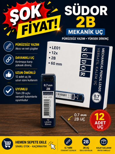 12 li 0.7 MM 2B Kalem Ucu Südor FotokoPink