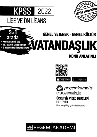 2022 KPSS LİSE VE ÖNLİSANS VATANDAŞLIK KONU ANLATIMI