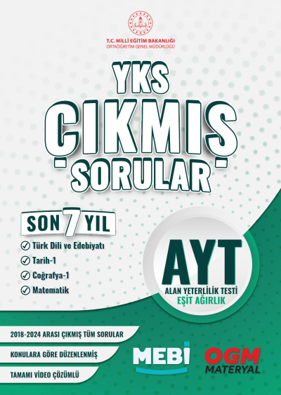 AYT Eşit Ağırlık ( Türk Dili - Tarih - Coğrafya - Mat) Çıkmış Sorular 2018-2024 MEBİ FotokoPink