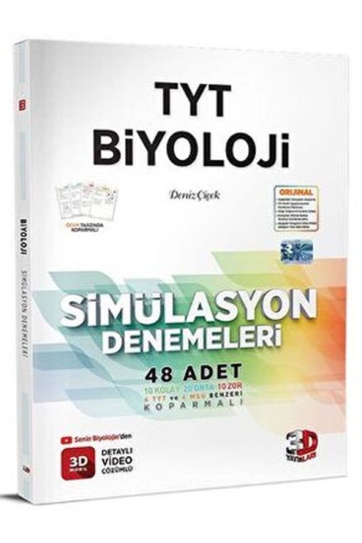2025 TYT Biyoloji Simülasyon Denemeleri Detaylı Video Çözümlü 3D Yayınları
