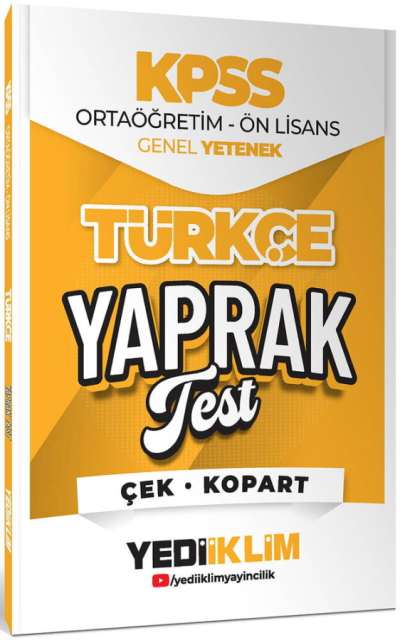 2026 KPSS Ortaöğretim-Önlisans Türkçe Çek Kopart Yaprak Test Yediiklim Yayınları FotokoPink