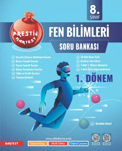 8. Sınıf 1. Dönem Prestij Fen Bilimleri Soru Bankası Nartest Yayınları FotokoPink