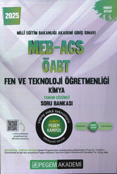 2025 MEB-AGS-ÖABT Fen ve Teknoloji Öğretmenliği Kimya Tamamı Çözümlü Soru Bankas Pegem Akademi Yayıncılık FotokoPink