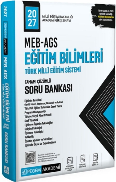 MEB AGS Eğitim Bilimleri ve Türk Millî Eğitim Sistemi Soru Bankası Pegem Yayınları FotokoPink